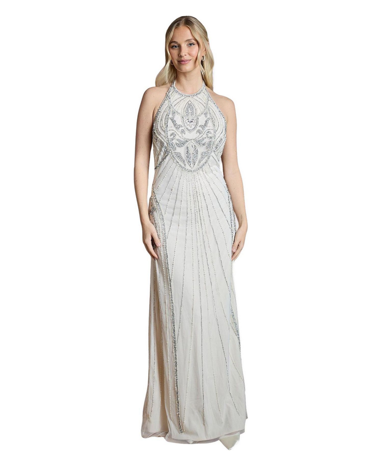Women's Embellished Halterneck Maxi Dress