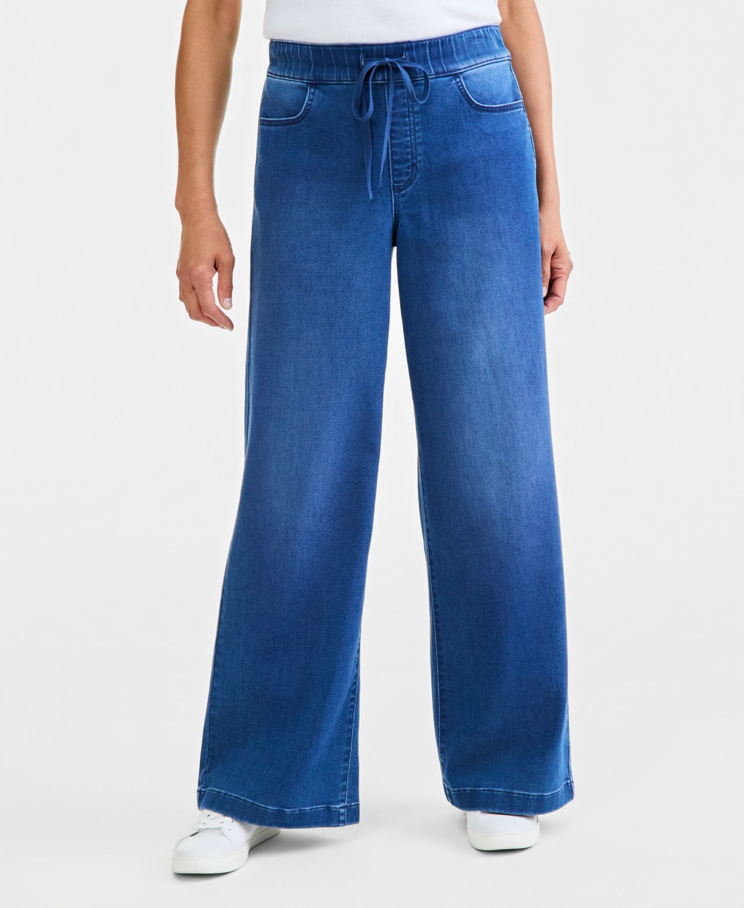 Petite High-Rise Wide-Leg Pull-On Jeans