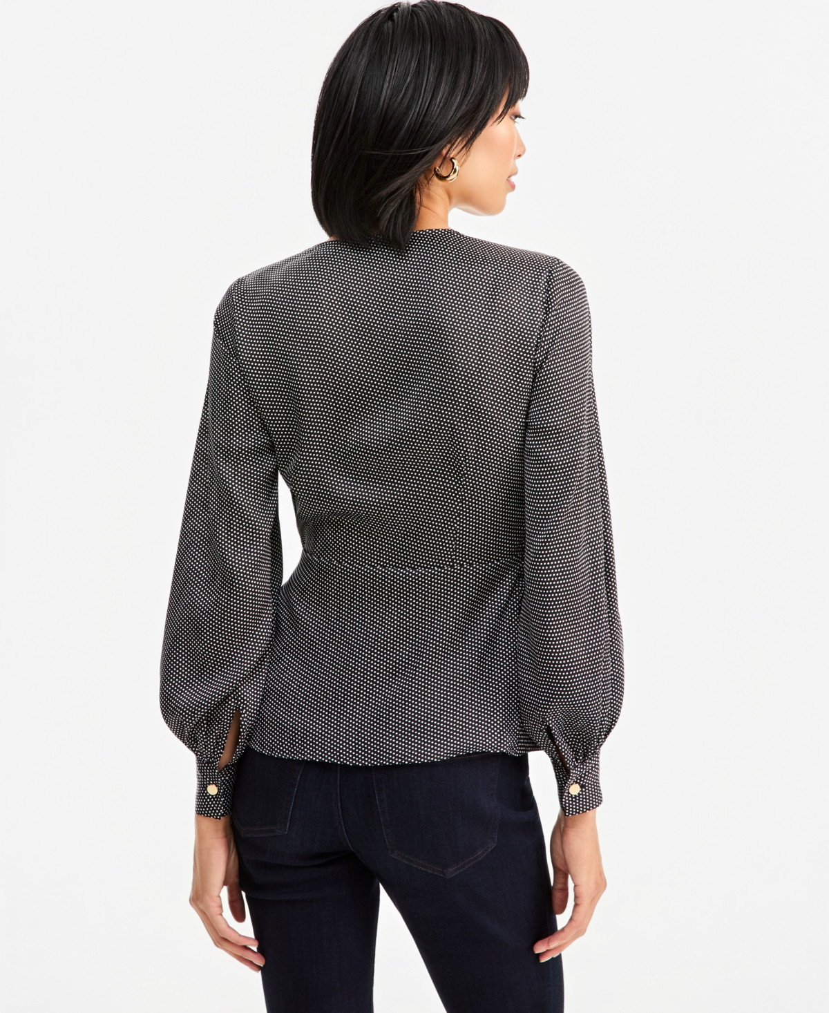 I.n.c. International Concepts Women's Long Sleeve Printed Wrap Top, Macy's Exclusive