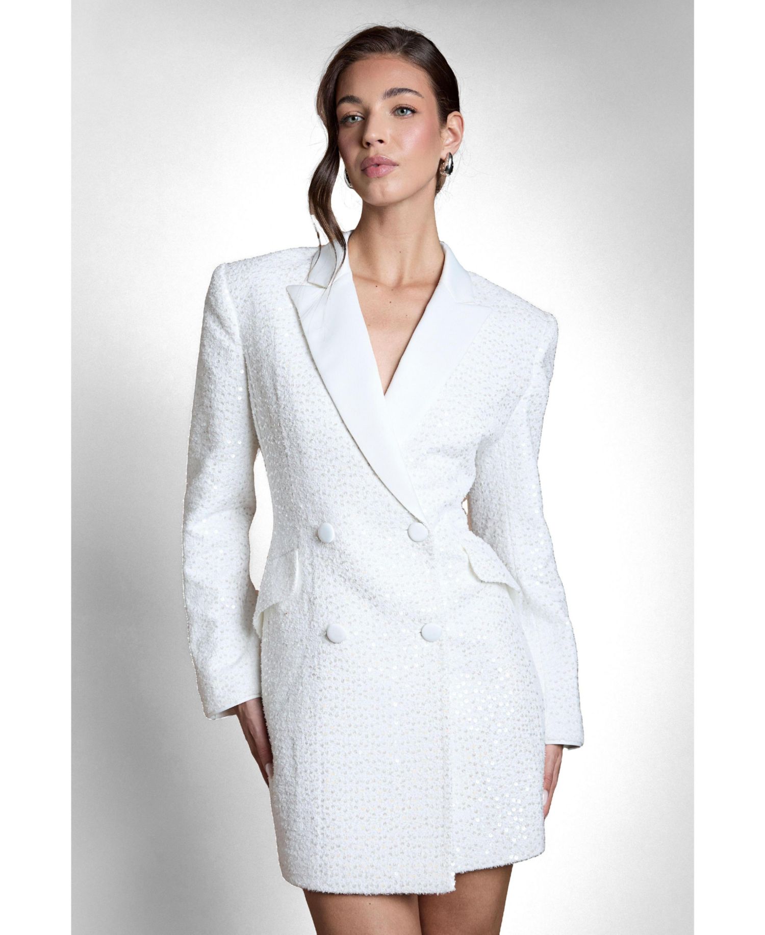 Women's Bridal Collared Neck Blazer Dress