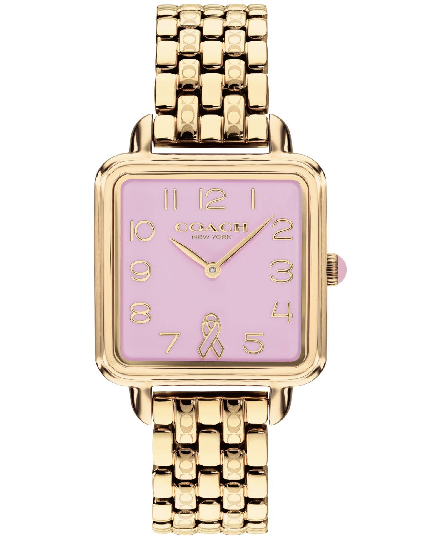 Women's Breast Cancer Awareness Cass Gold-Tone Stainless Steel Bracelet Watch 28mm