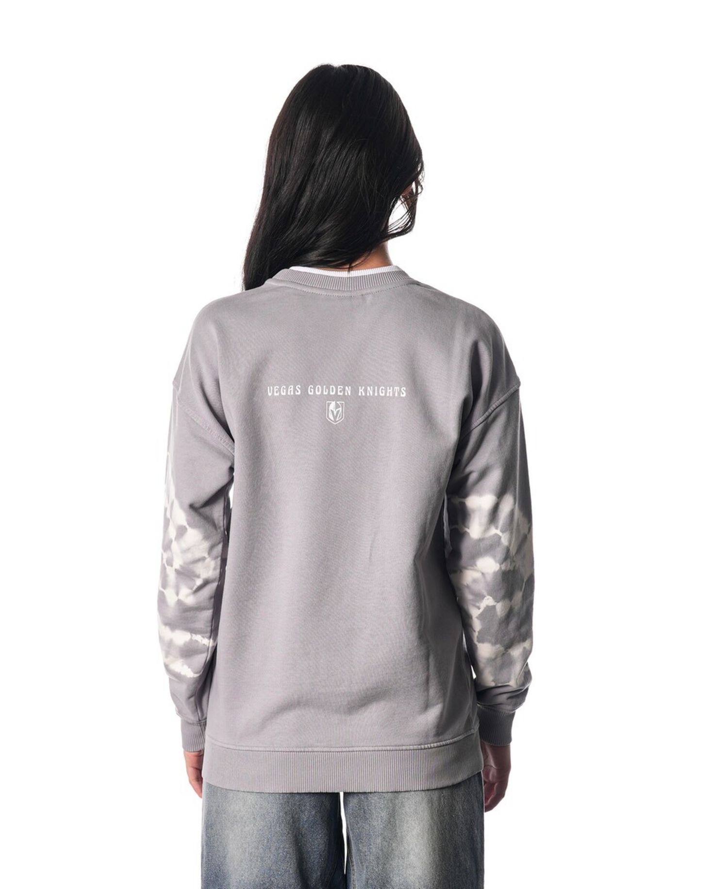 Men's and Women's Gray Vegas Golden Knights Tie-Dye Double Collar Pullover Sweatshirt