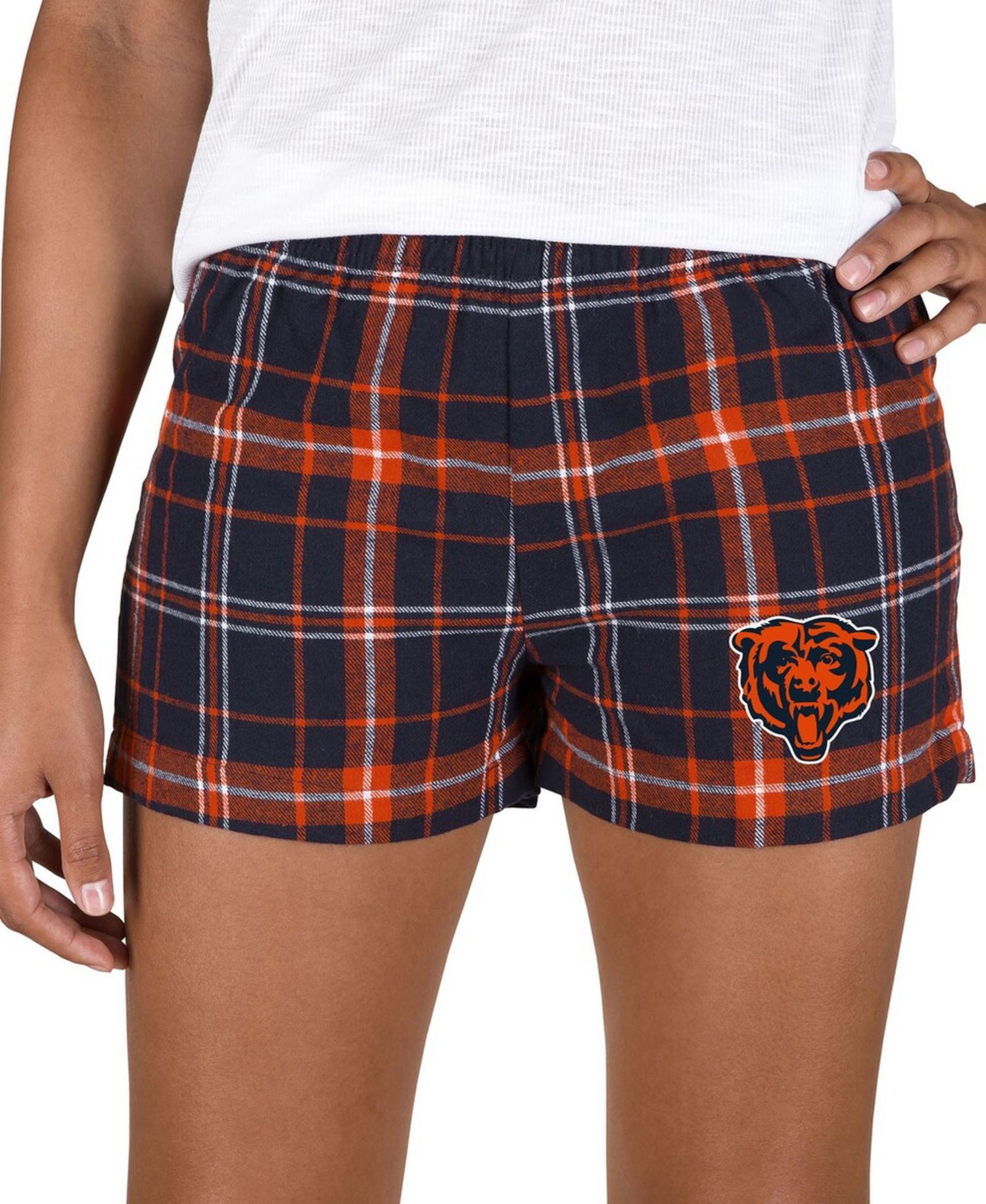 Women's Navy/Orange Chicago Bears Ultimate Flannel Shorts