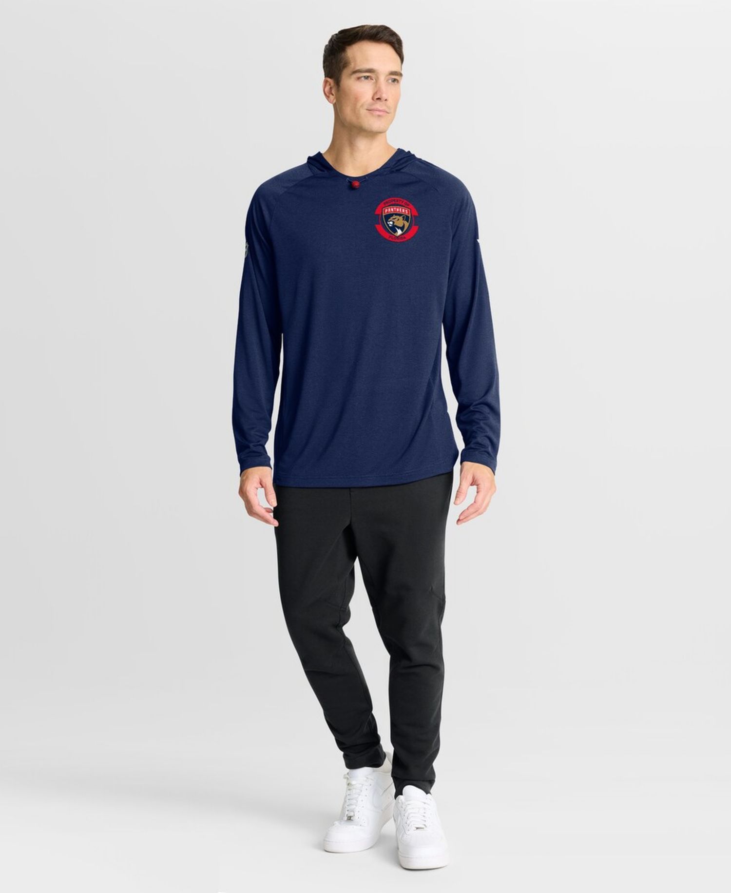 Men's Navy Florida Panthers Authentic Pro Rink Raglan Hoodie