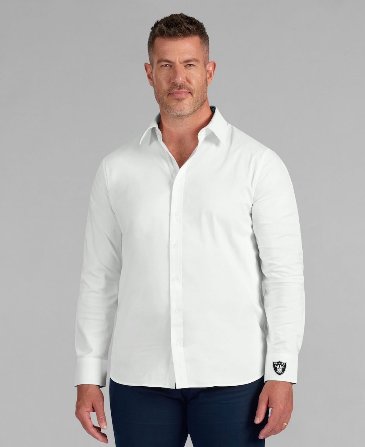 J. Palmer Men's White Las Vegas Raiders Man-In-Motion Long Sleeve Button-Up Dress Shirt