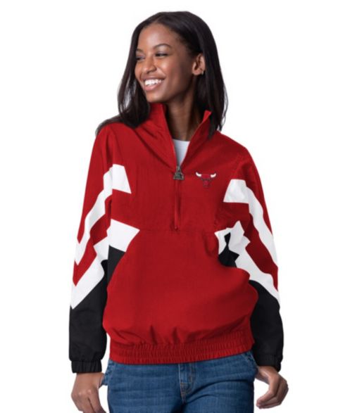 Женские куртки Starter Women's Red Chicago Bulls Renegade Oxford Half-Zip Jacket