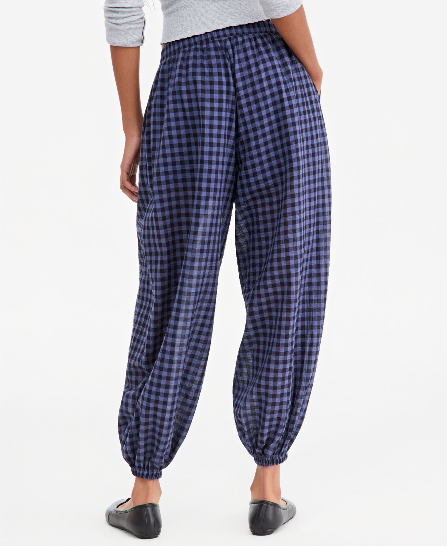 Women's Plaid High-Rise Pull-On Balloon Pants