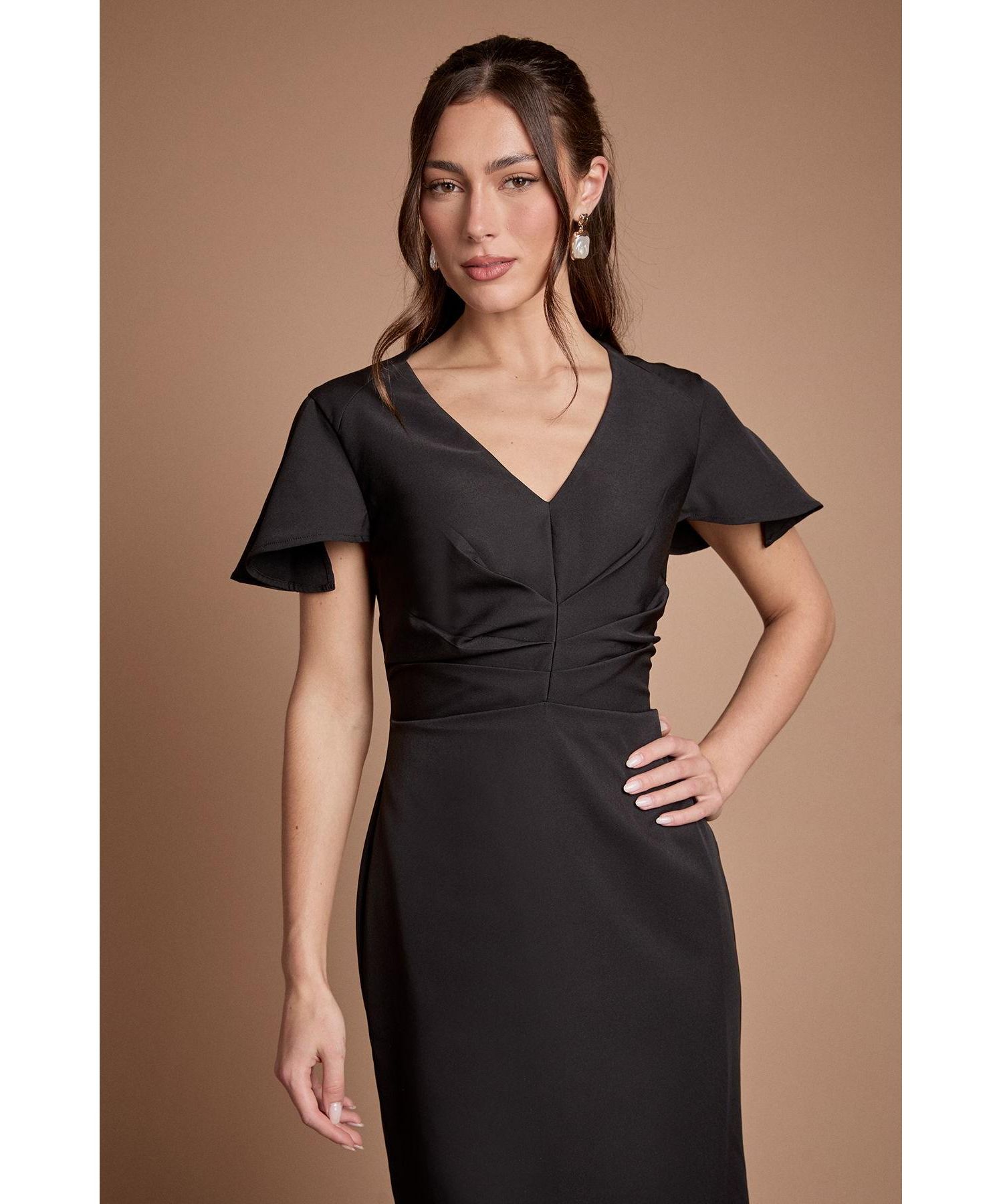Women's Crepe V-Neck Maxi Dress