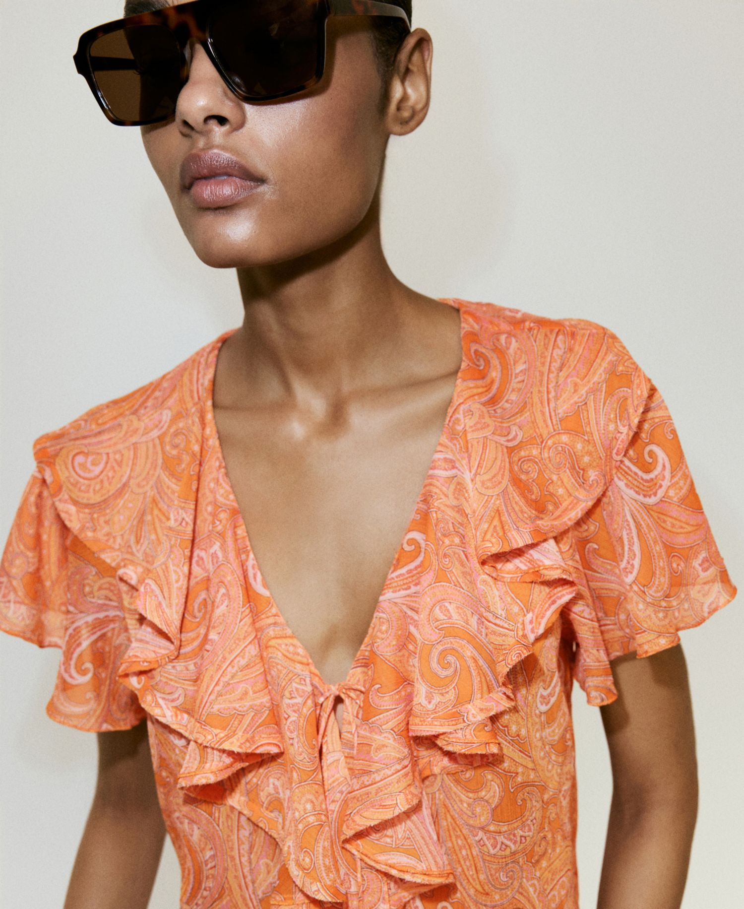 Women's Ruffles Printed Blouse