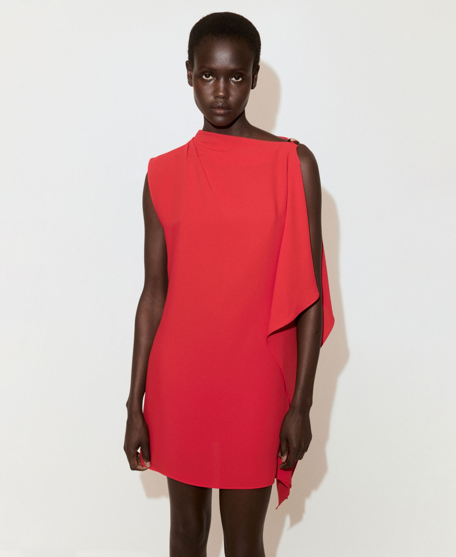 Women's Asymmetrical Neck And Metallic Detail Dress