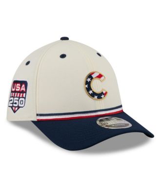 Men's Cream/Navy Chicago Cubs USA 250 Fourth of July 39THIRTY M-Crown Flex Hat