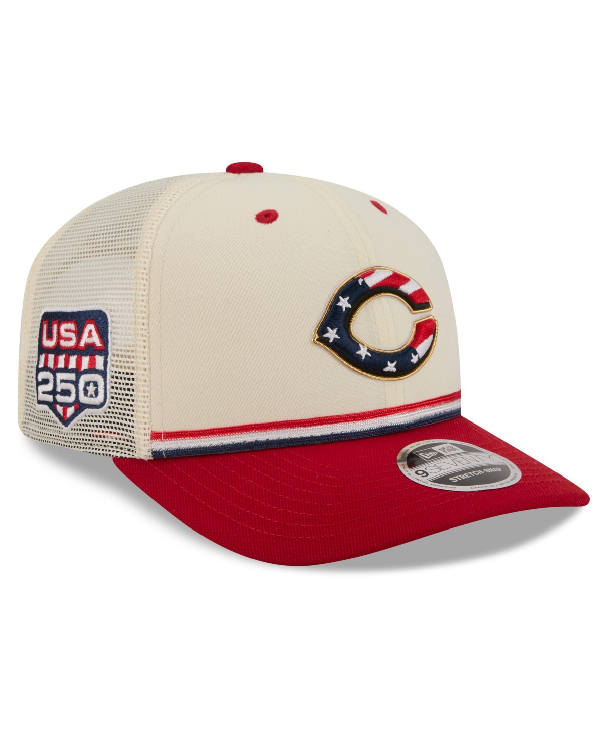 New Era Men's N/A Cream/Red Cincinnati Reds Usa 250 Fourth of July 9SEVENTY Adjustable Hat