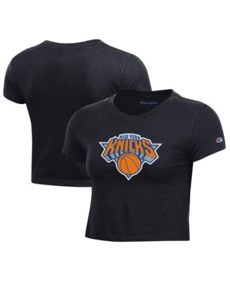 Women's Black New York Knicks Primary Logo Cropped T-Shirt