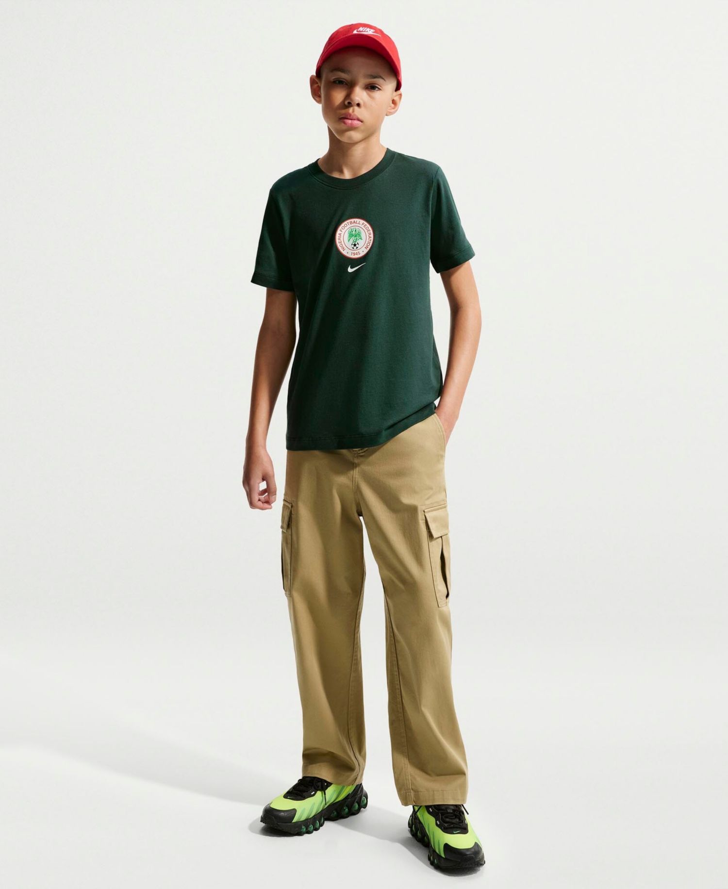 Big Boys and Girls Green Nigeria National Team Crest T-Shirt