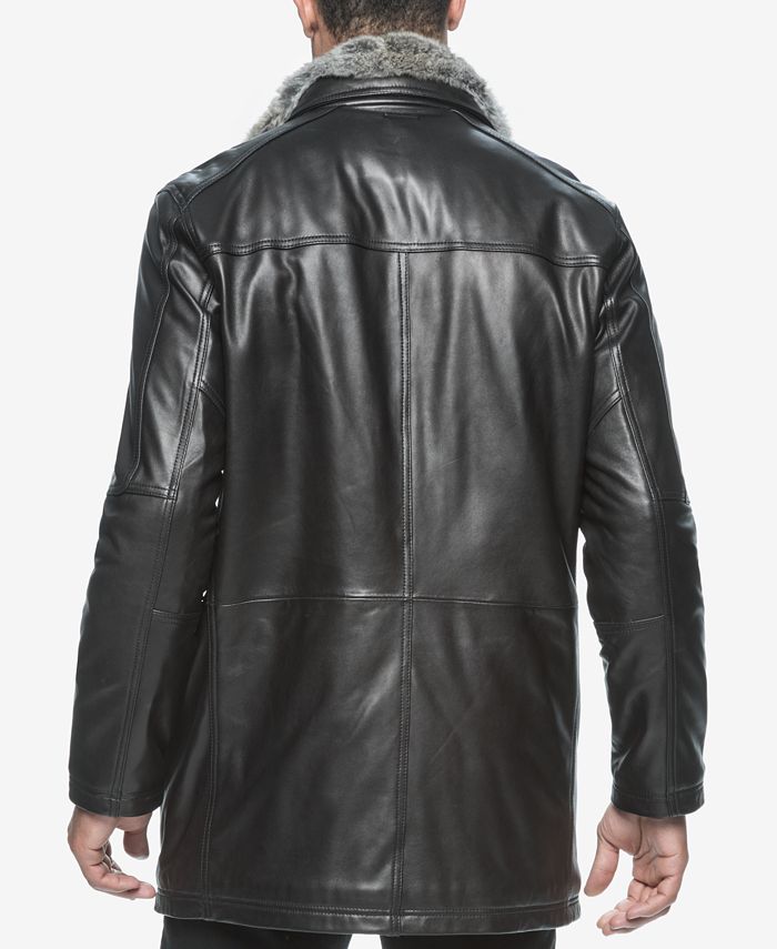 Marc New York Men's Middlebury Leather Coat with Fur Collar Macy's