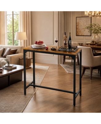 Bar Table with Engineered Wood Top and Steel Frame, Industrial Style for Home Kitchen Dining Vintage