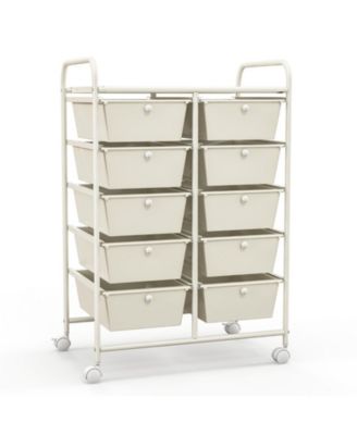 10-Drawer Rolling Storage Cart with Lockable Wheels