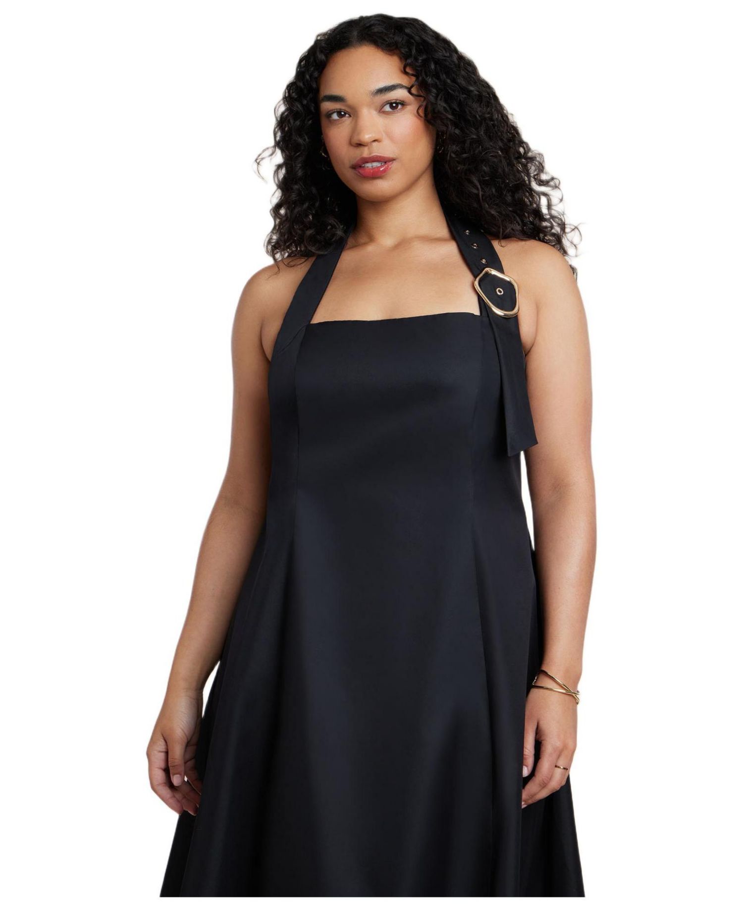 Women's Plus Size Buckle Neckline Maxi Dress