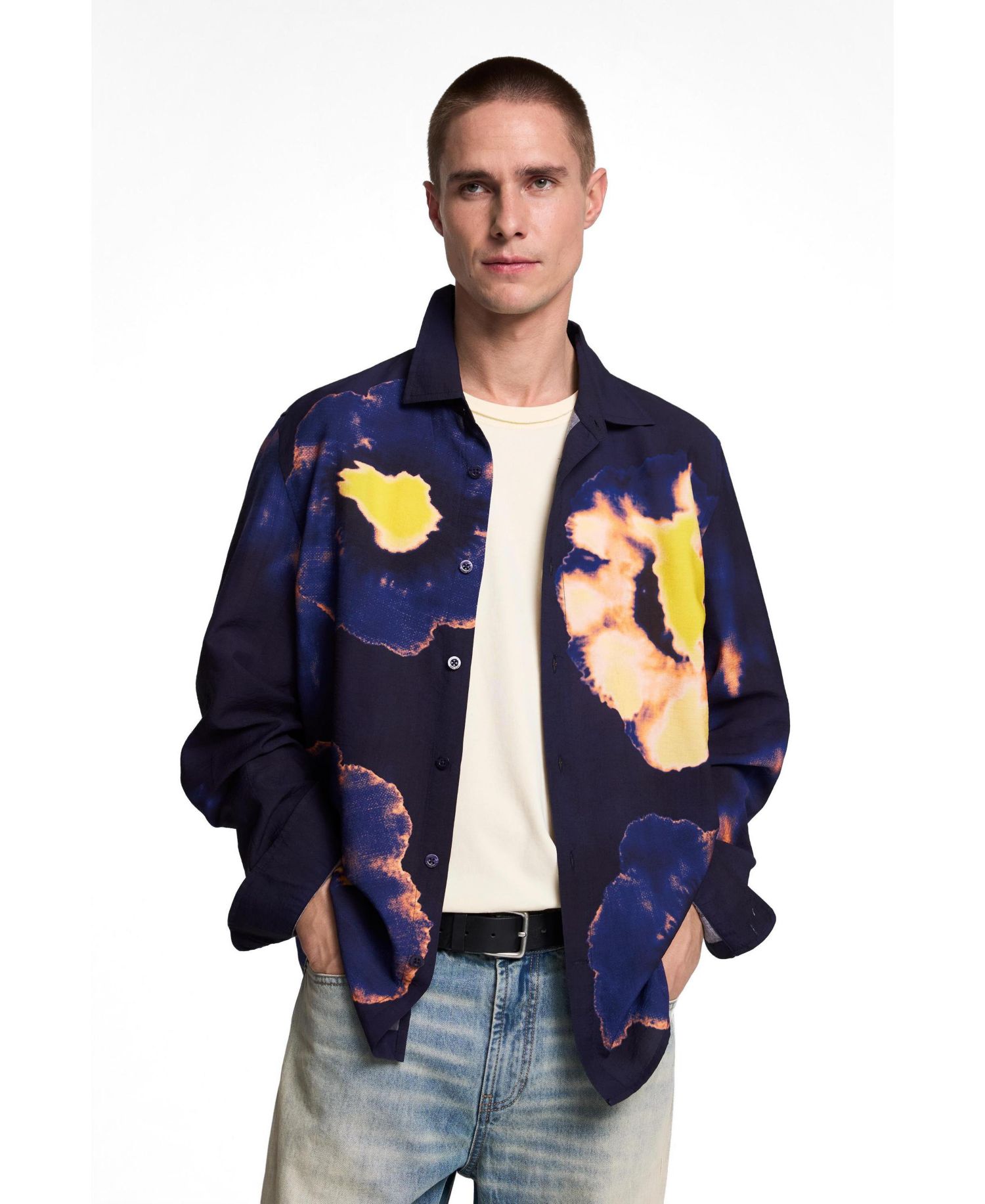Men's Long-sleeved floral shirt