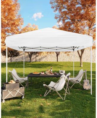 Heavy Duty Pop Up Canopy Tent One-Button Easy Setup, Adjustable Height, UV Protection, Sidewall, Roller Bag, 4 Weight Bags