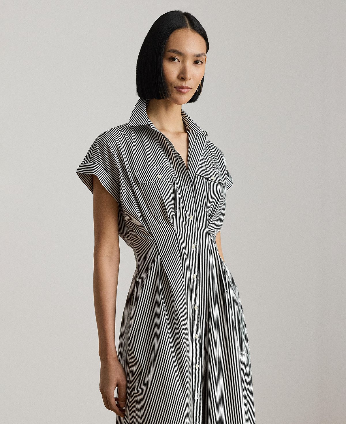 Lauren Ralph Lauren Women's Striped Pleated Broadcloth Shirt Dress view 3 — MAYCSS fashion products