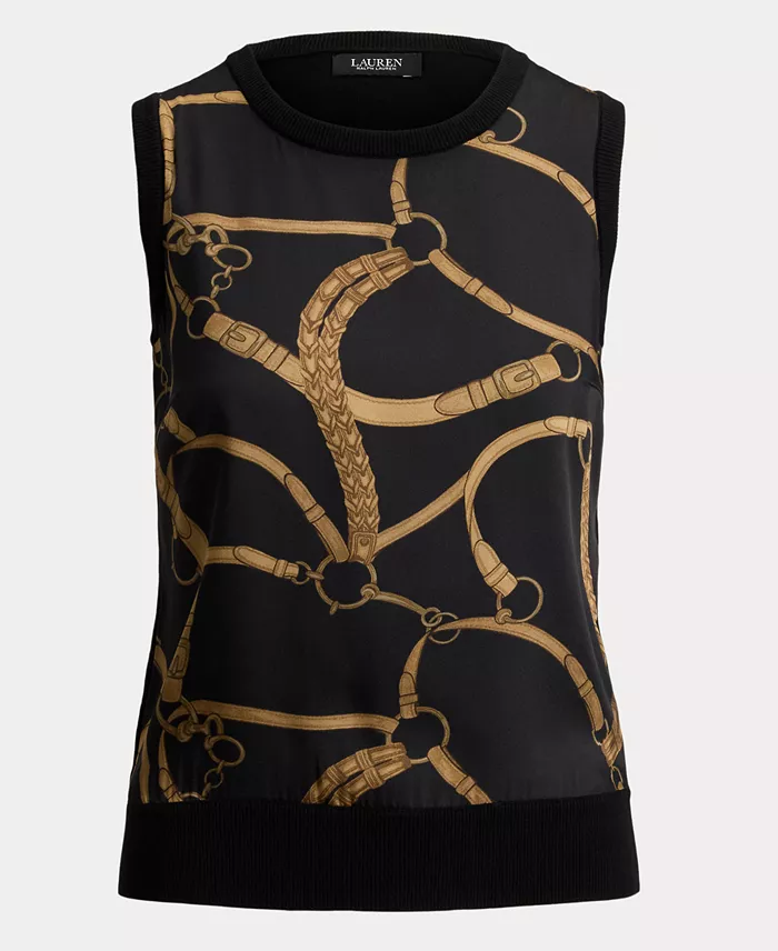 Women's Belting Print Sleeveless Sweater - thumbnail 5