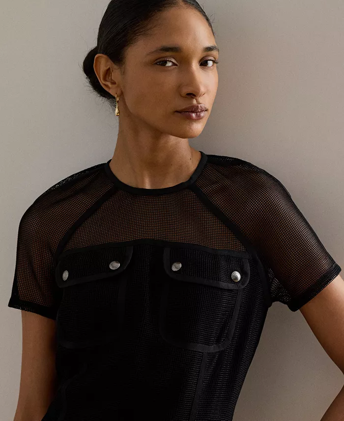 Women's Mesh Short-Sleeve Shift Dress - thumbnail 2