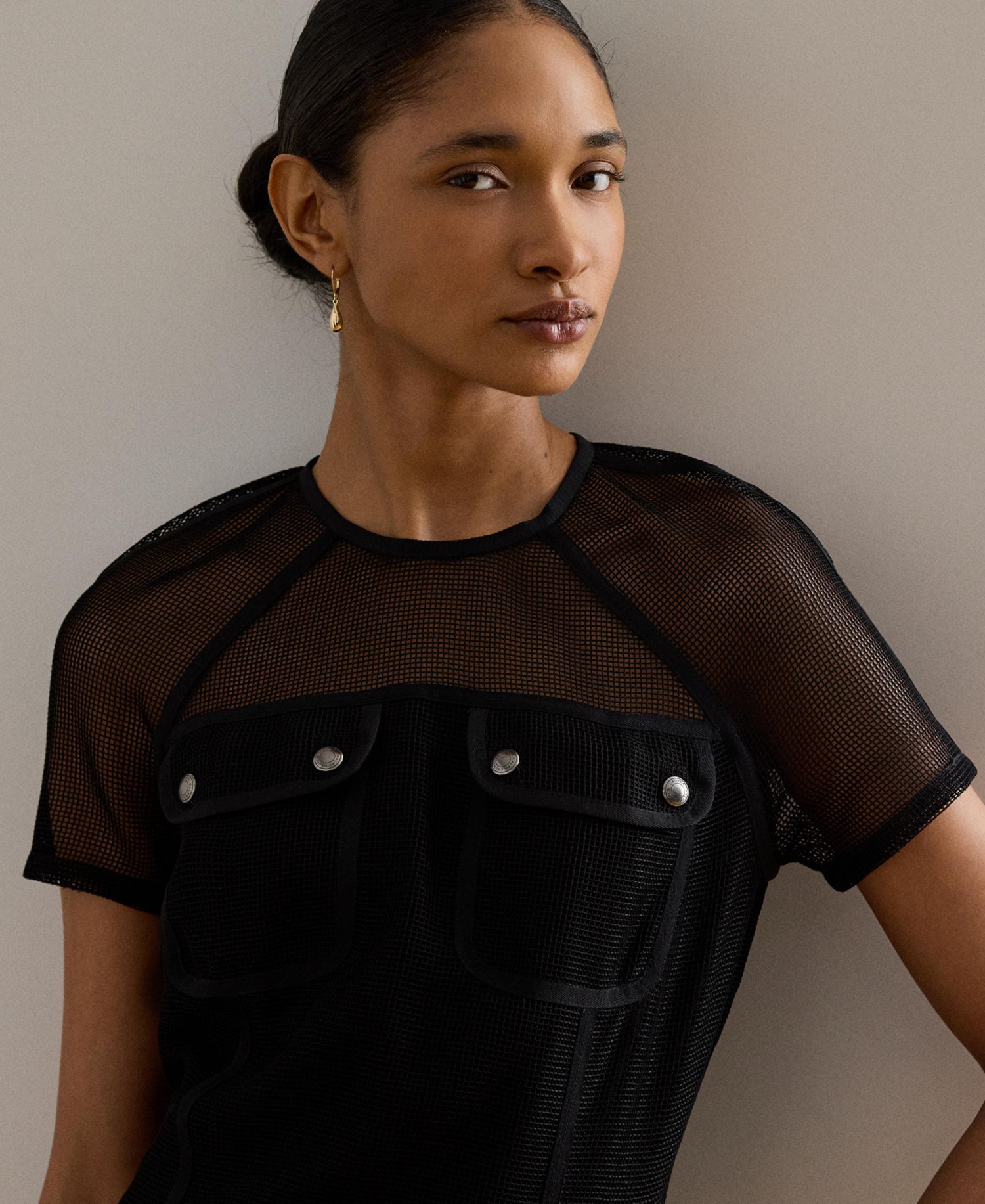 Women's Mesh Short-Sleeve Shift Dress