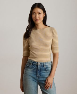 Women's Striped Boat Neck Top