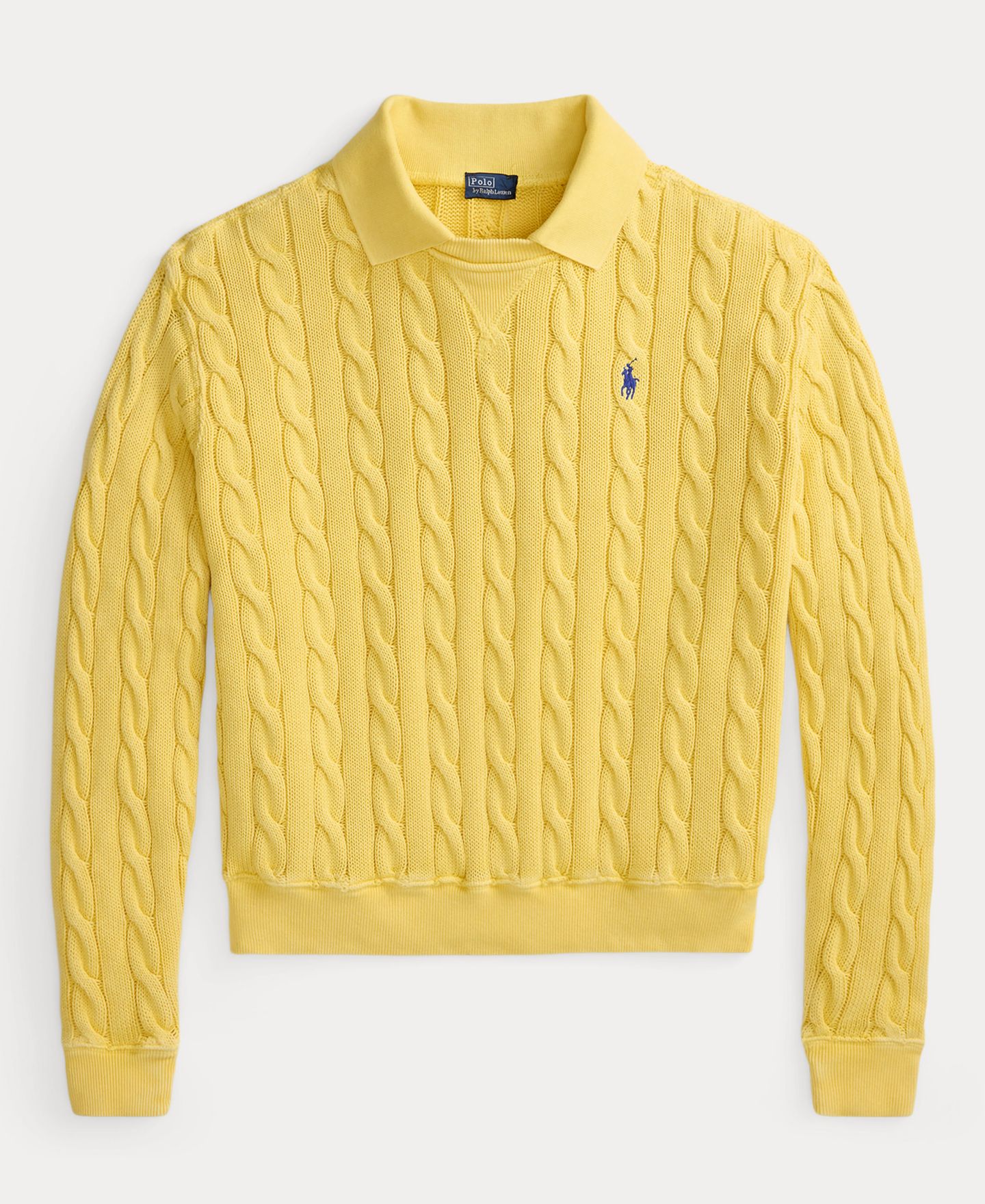 Женский свитер Polo Ralph Lauren Cable-Knit Cotton Polo, цвет: Жёлтый — фото 5