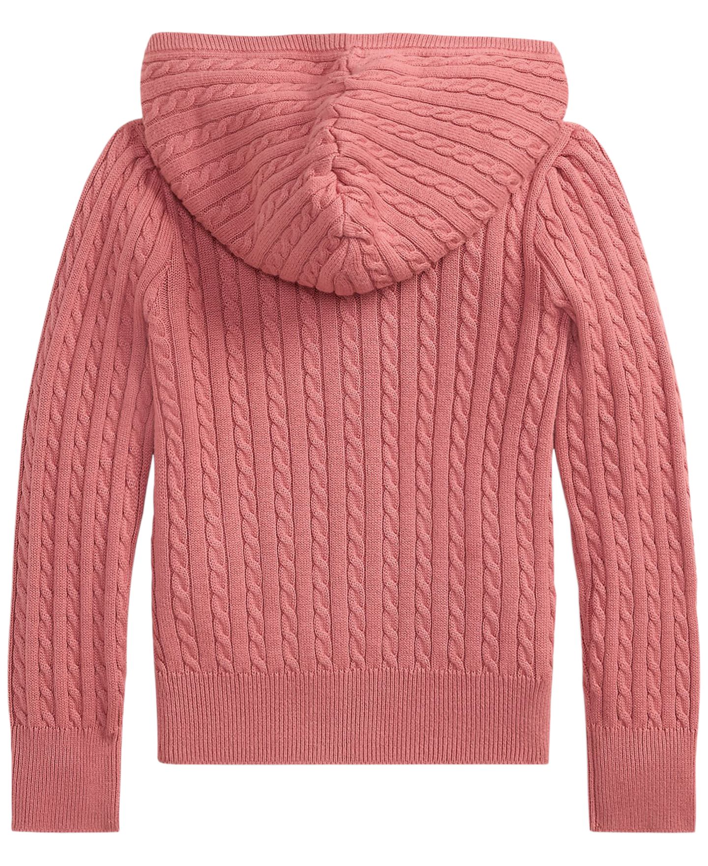 Худи Polo Ralph Lauren Mini-Cable Cotton Full-Zip для девочек, цвет: Холщовый розовый — фото 2