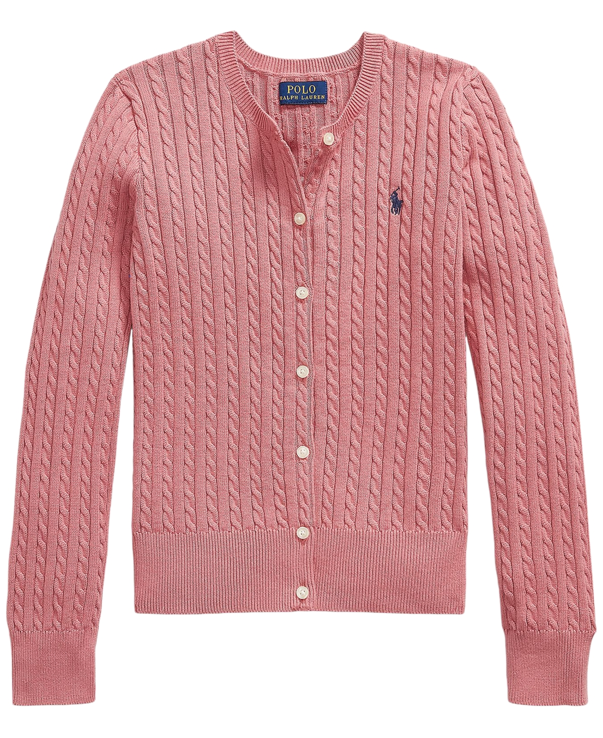 Polo Ralph Lauren Girls' 7-16 Mini-Cable Cotton Cardigan