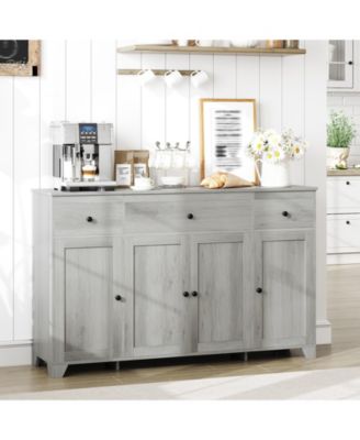 55 Inch Large Sideboard Buffet Cabinet with 3 Drawers and Doors, Farmhouse Storage Console Table Coffee Bar with Adjustable Shelf