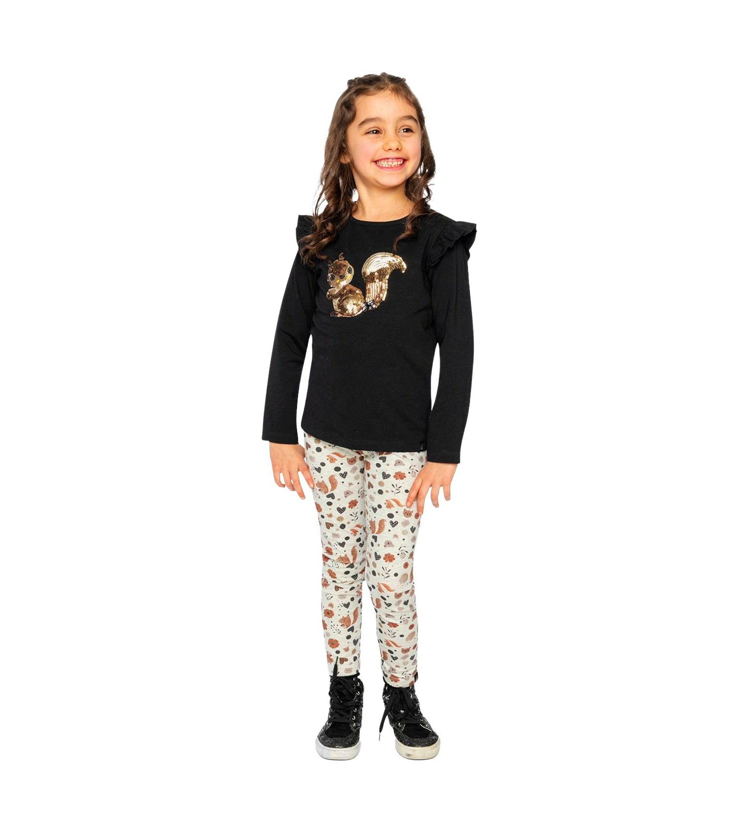 Big Girls 6- 14 Long Sleeve Organic Cotton Squirrel T-Shirt