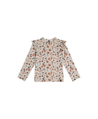 Big Girls 6-14 Long Sleeve Organic Cotton T-Shirt with Squirrel Print