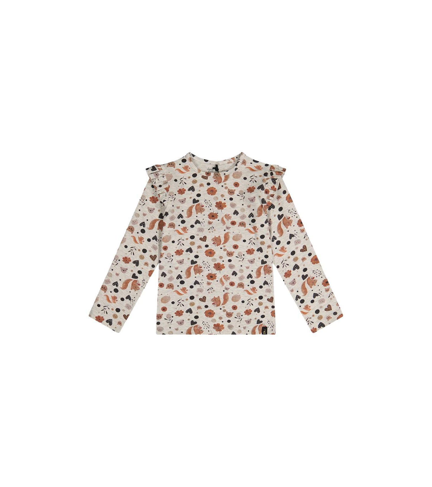 Big Girls 6-14 Long Sleeve Organic Cotton T-Shirt with Squirrel Print