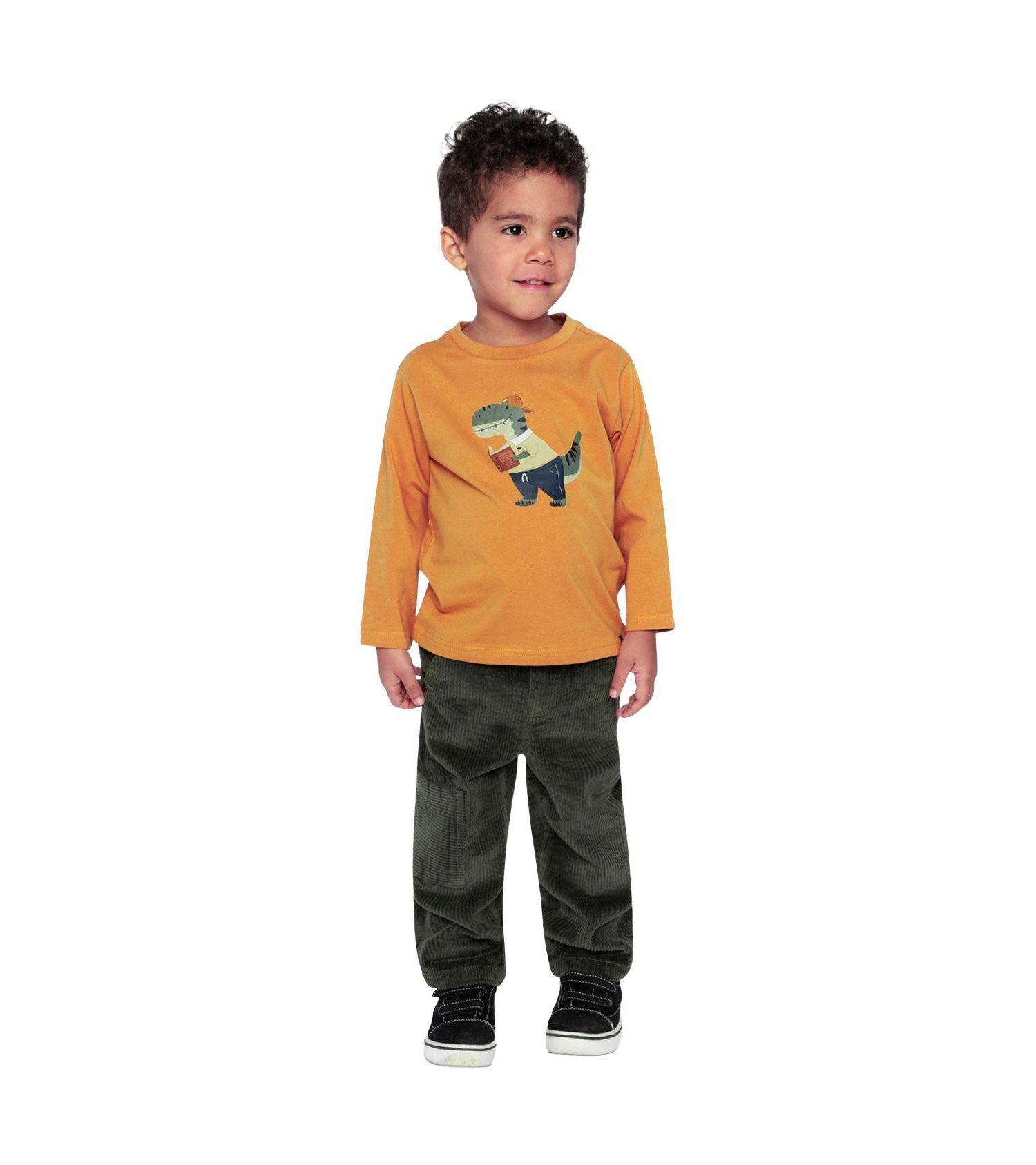 Little and Big Boy 6- 8 Long Sleeve Organic Cotton T-Shirt