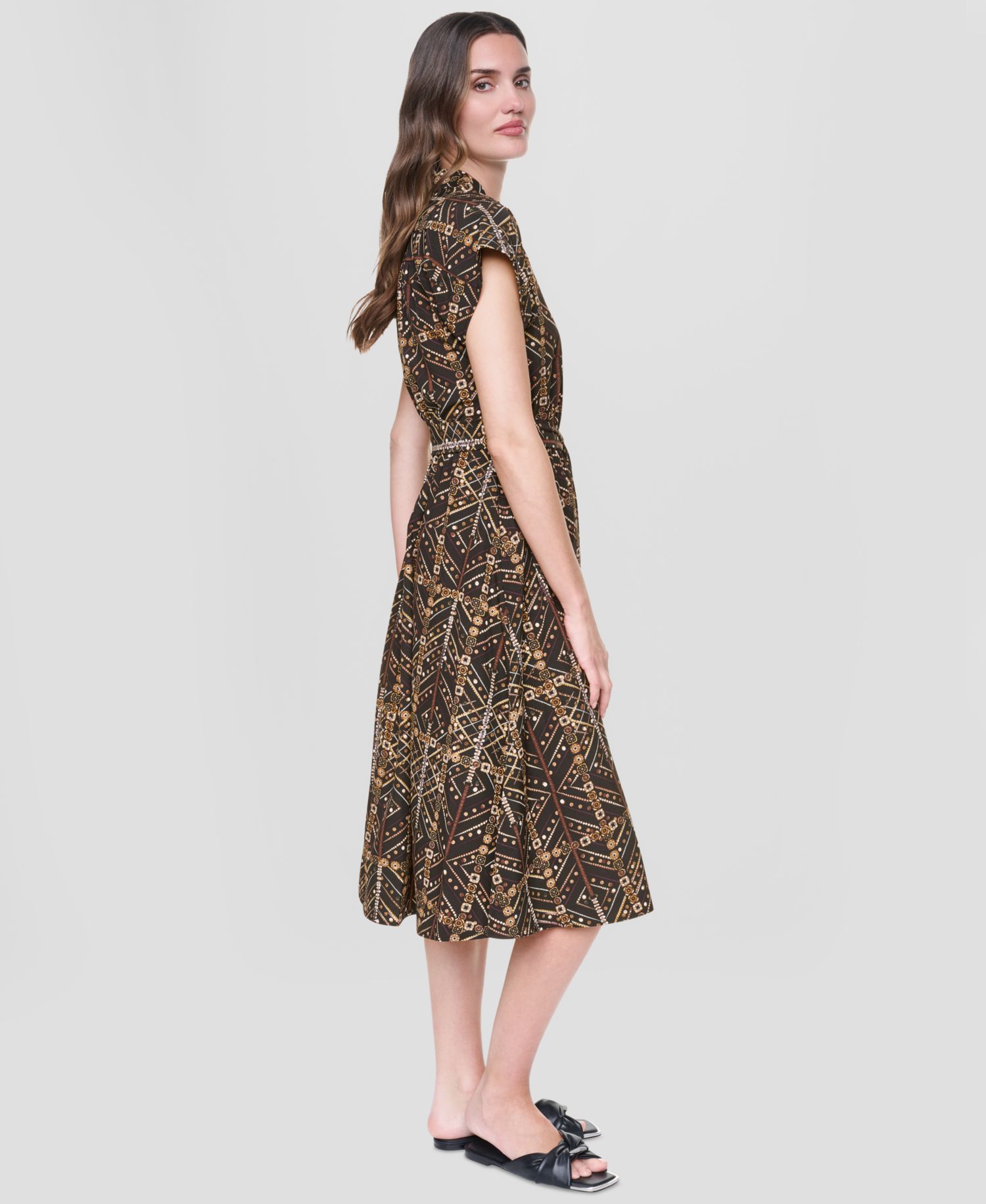 Women's Surplice Neck Faux-Wrap Midi Dress
