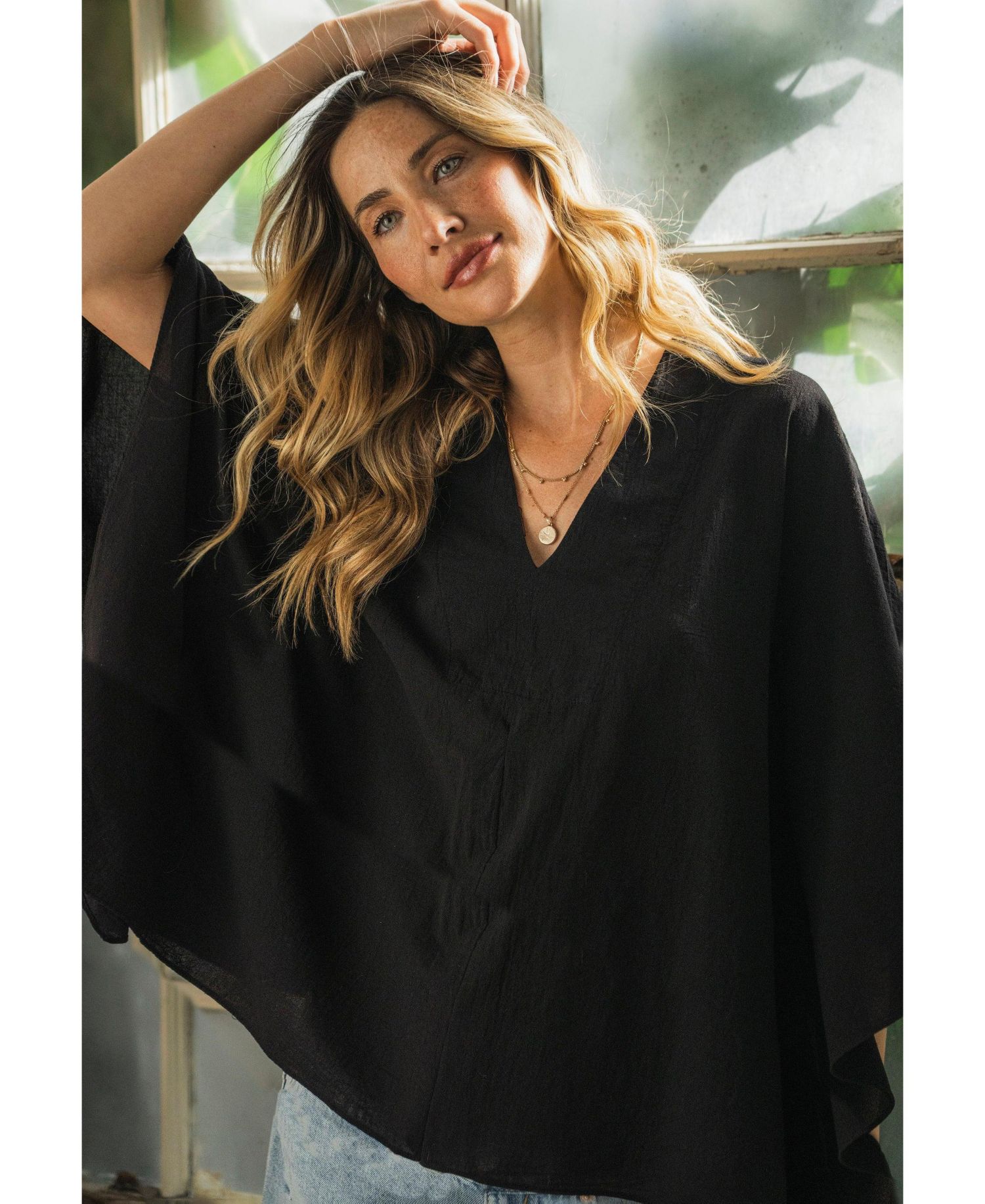Women's Ocean+Main Butterfly Sleeve Cotton Caftan Top