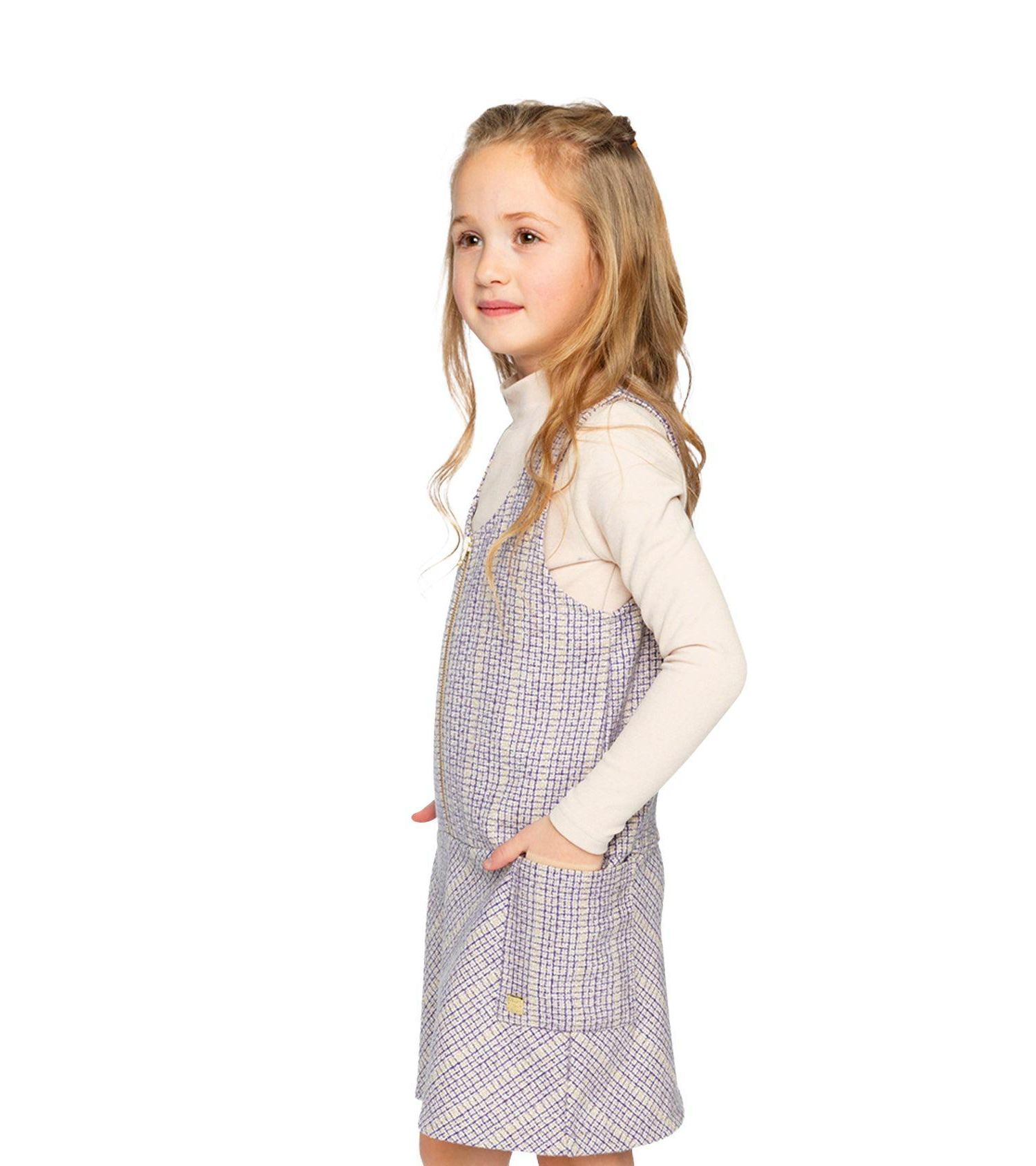Little and Big Girl 6-14 Brushed Rib Mock Neck Top