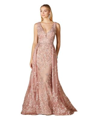 Women's Floral Applique Overskirt Dress