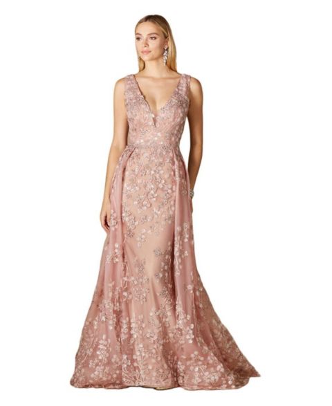 Женское платье Lara Floral Applique Overskirt, цвет: Пудровый