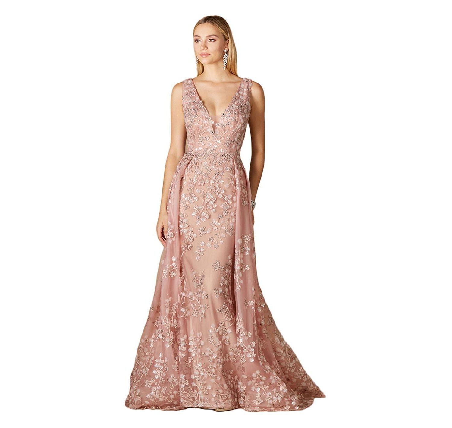 Women's Floral Applique Overskirt Dress