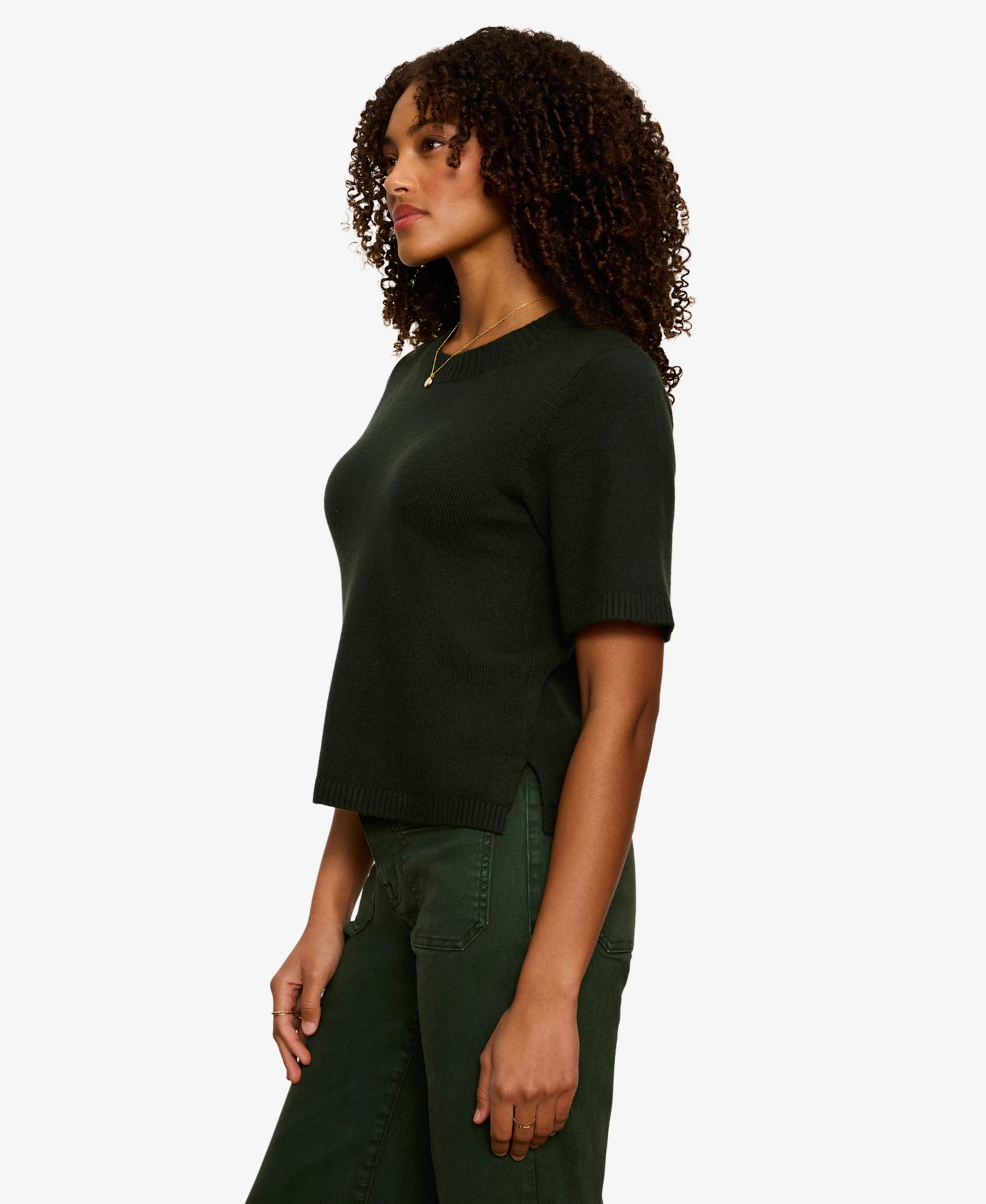 Petite Short-Sleeve Crewneck Sweater