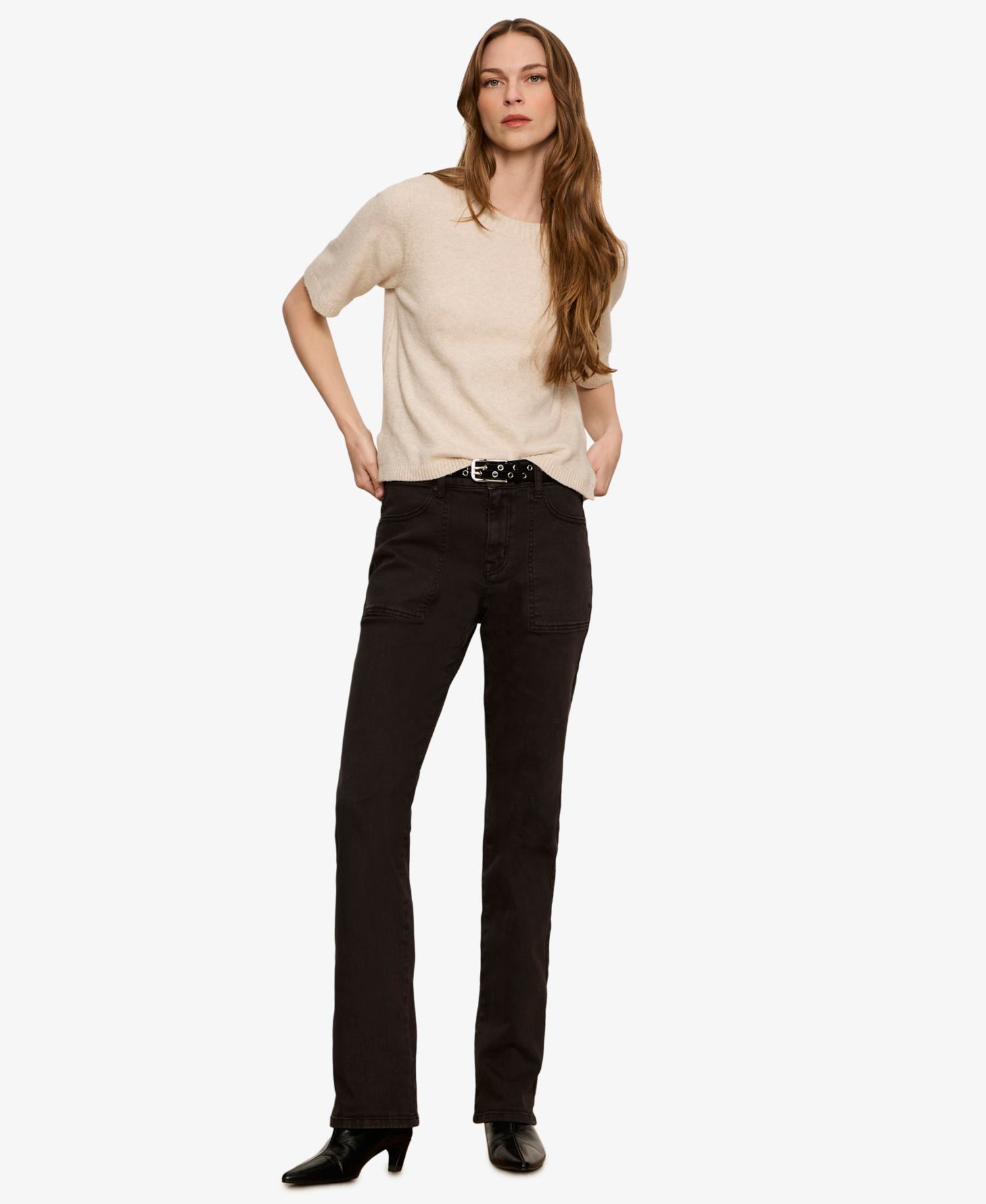 Petite Short-Sleeve Crewneck Sweater