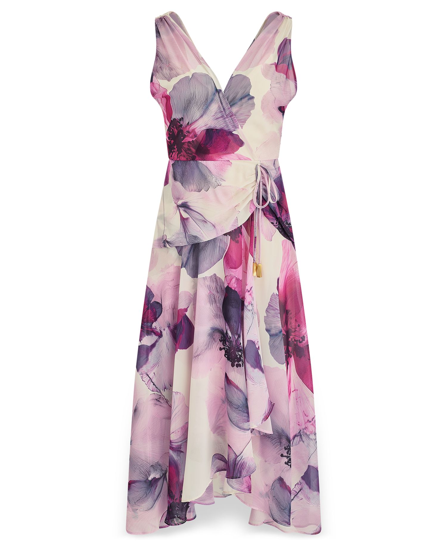 Petite Printed V-Neck High-Low Dress