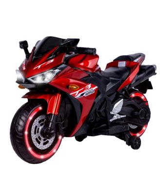 Kids Motorcycle 12V - Training Wheels Ride On Toy, Manual Throttle, Drive By Hand, Lighting Wheels, Electric Motorcycle for Kids 3-8 Years Old