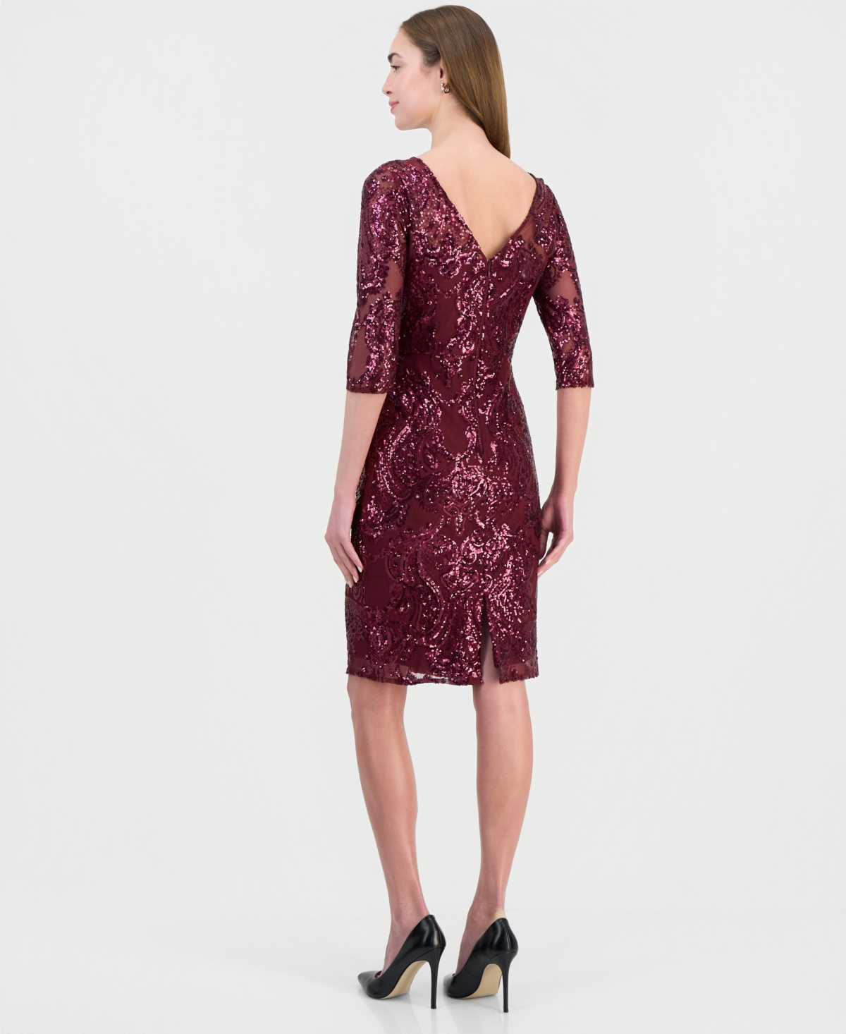 Tahari Asl Women's Beaded 3/4-Sleeve Sheath Dress
