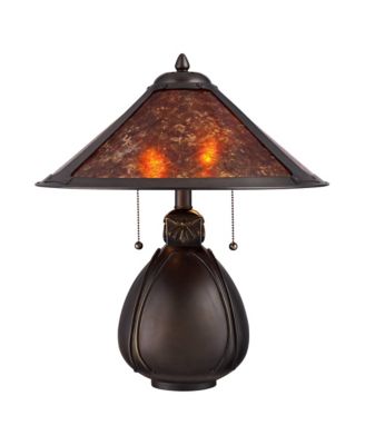 Mission Rustic Accent Table Lamp 19 High with Table Top Dimmer Bronze Ceramic Cone Shade for Bedroom Bedside