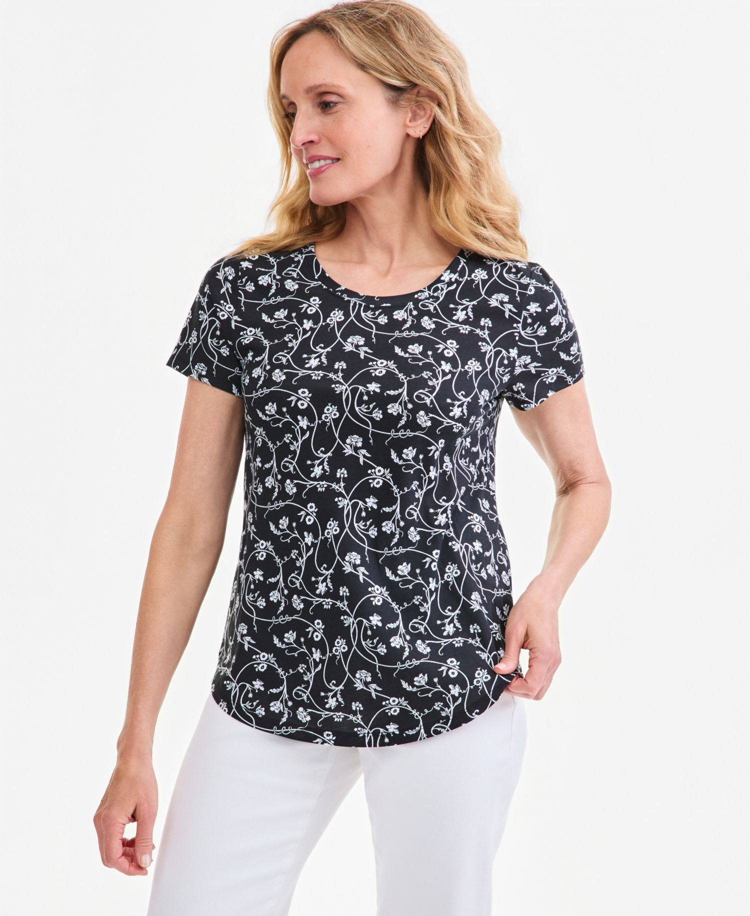 Petite Printed Short-Sleeve Crewneck Tee